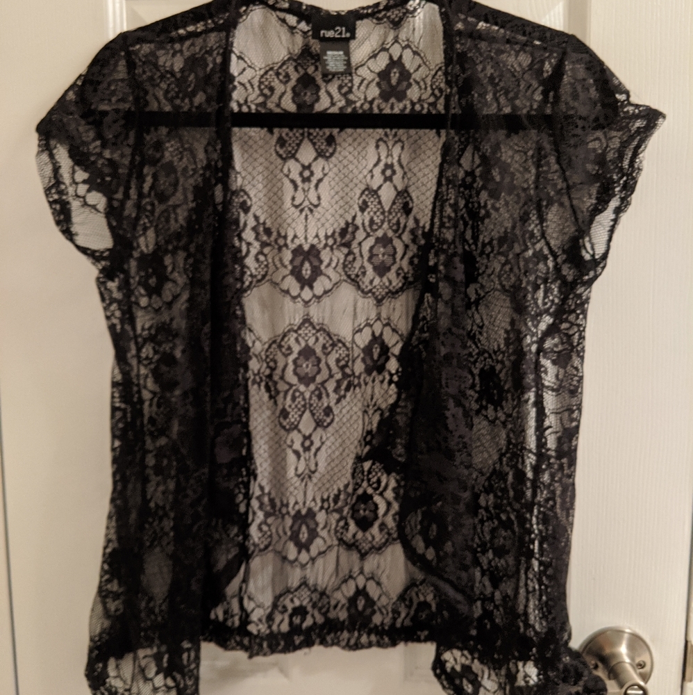 Open front lace cardigan